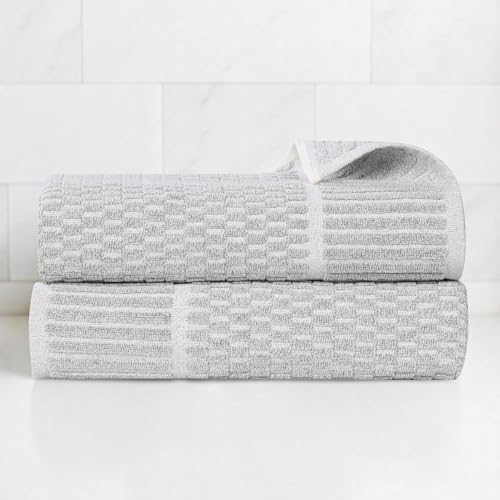 Juno Viscose Cotton Blend Medium Weight Towels (2 Piece Bath Towel Set / Platinum)