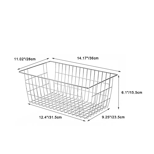 Farmhouse Freezer Bastets Organizer Bin Large Metal Wire Food Storage Organizer Bin Basket (3-P / Chrome)