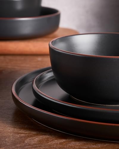Mercury 24 Piece Stoneware Dinnerware Set (Matte Black / Service for 8 (Standard Dinner Set))