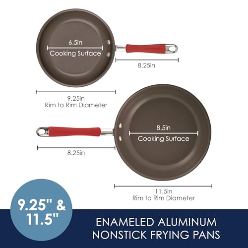 Cucina Nonstick Frying Pan Set (Skillet Set (9.25" & 11") / Cranberry Red)