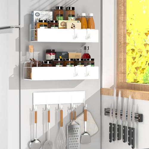 4 Pack Magnetic Spice Rack for Refrigerator (White / 4Pack-2)