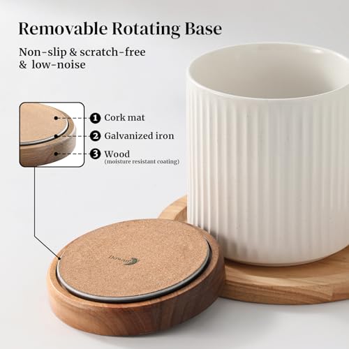 360° Rotating Extra Large Cooking Utensil Holder (White Stripes / 7.6 Inch)