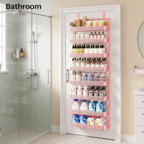 8 Tiers Over the Door Organizer (Pink / 17" W x 6" D x 69" H)