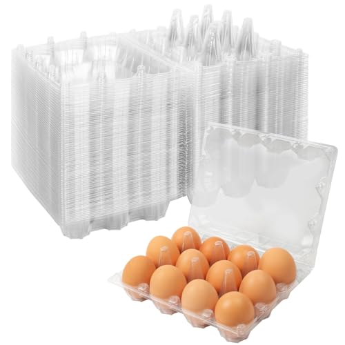60Pack Plastic Egg Cartons Cheap Bulk 3x4 Grids Reusable Egg Containers (60Pack-3x4Grids)