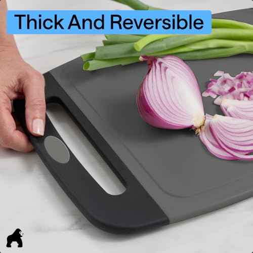 BPA Free Reversible Kitchen Cutting Board (Gray/Black / Large (Pack of 3))
