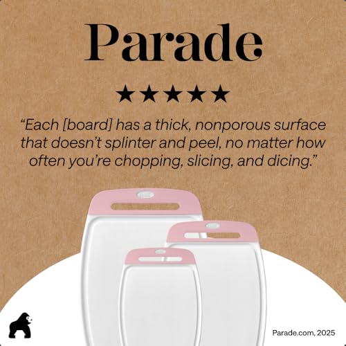 BPA Free Reversible Kitchen Cutting Board (Pink/White / Large (Pack of 3))