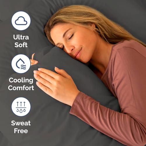 Short Queen Size 4 Piece Bed Sheet Set (07 - Charcoal / Short Queen)