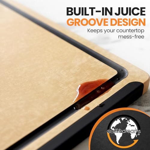 Earth’s Dreams Composite Wood Cutting Board 17” x 12” (Tan/Black-Single)