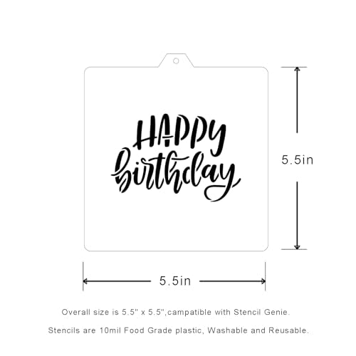 Cookie Cutter and Stencil Bundle Royal Icing Cookies Stencils Paint Your Own Biscuit Bakery Starter Kits Royal Icing Fondant Cutters Birthday Wedding Holiday Cookies Painting Coloring Pages Comb (Happy Birthday Set)