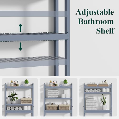 Bamboo Over The Toilet Storage Cabinet (Grey / 3 Tiers (66.9"H))