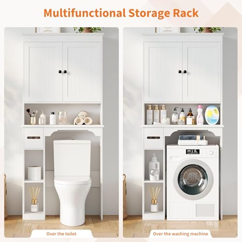 23.6 Inches Wide Toilet Rack with Over The Toilet Storage Cabinet (White 30"w)