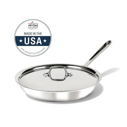 D3 3 Ply Stainless Steel Fry Pan with Lid 10 Inch (10 inch Stainless Steel Fry Pan)