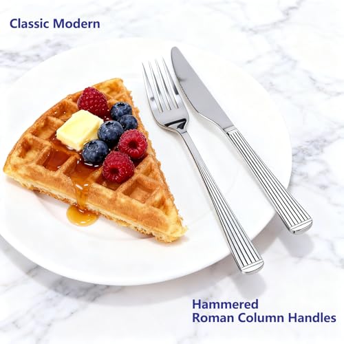 60Piece Hammered Silverware Set (60Pcs Roman Column Handles)