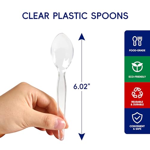 300 Count] Clear Plastic Spoons (Clear / Spoon)