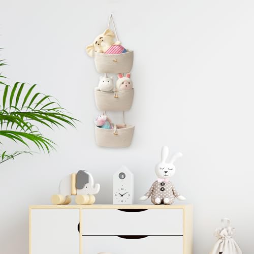 Over the Door Hanging Baskets with Button Strap (White / 3 tier+Button)