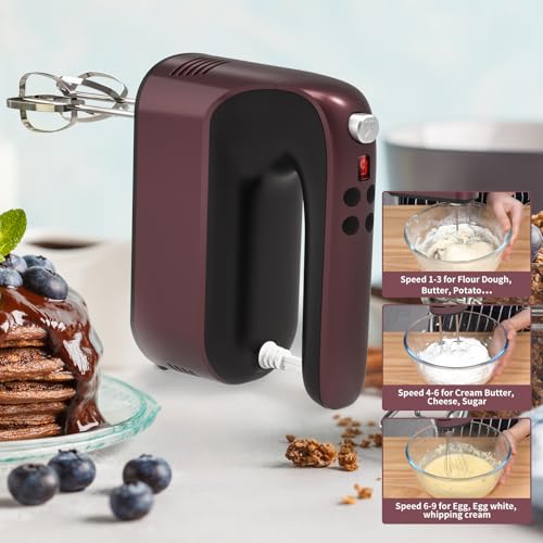 9 Speed Digital Hand Mixer Electric (Grape Purple)