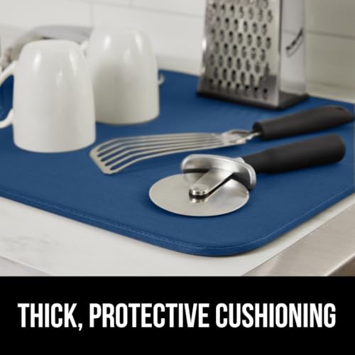 Ultra Absorbent Microfiber Dish Drying Mat (18" x 16" / Microfiber / Blue)