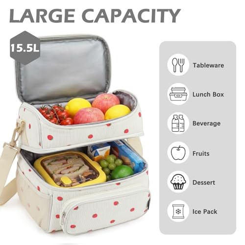 Lunch Box for Men & Women (Corduroy Strawberries Beige)