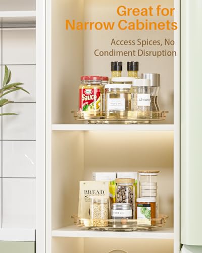 2 Pack Lazy Susan Organizer 9 inch Lazy Susan Turntable for Cabinet (Amber / 9 inch 2 pack)