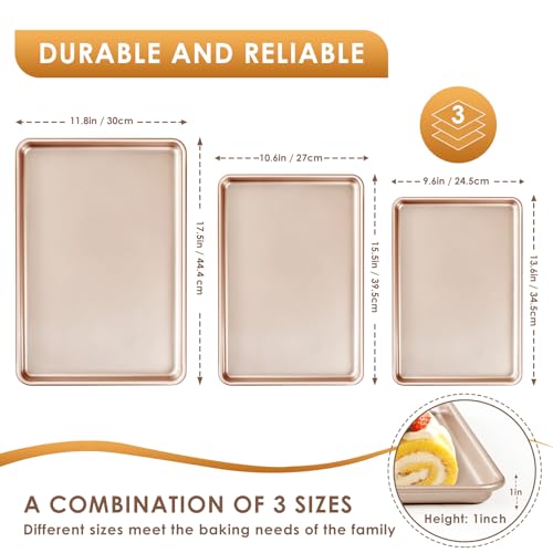 Baking Sheet Pan Set of 3 (Rose Gold)