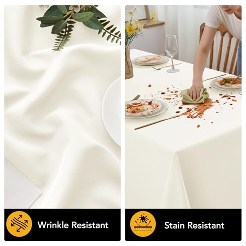 10 Pack Ivory Tablecloths for Rectangle Tables (Ivory / 60x84 In, 10 Pack)