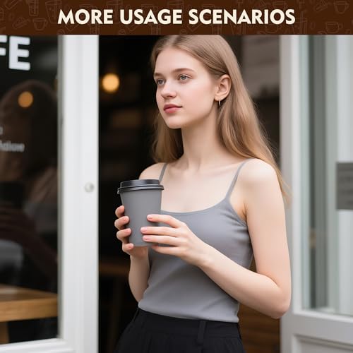 16 oz Coffee Cups with Lids (Gray / 16 oz)