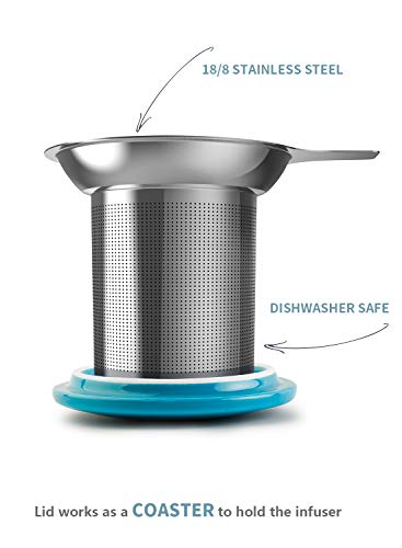 Porcelain Teacup with Infuser and Lid (Steel Blue)