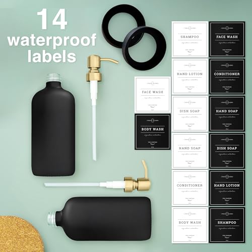 Black Glass Soap Dispenser (Matte Black Bottle / Brushed Gold Pump)