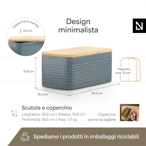 Bread Box for Kitchen Countertop (Stone Blue)