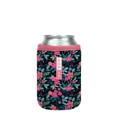 CanSok Sleeve for Beer & Soda Insulated Neoprene Cover (Tropical Blooms / 12oz Can Sleeve)