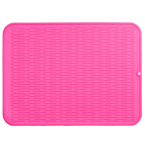 Silicone Dish Drying Mat for Multiple Usage (Rose / 24"L x 18"W)