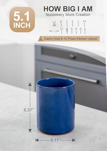 Ceramic Kitchen Utensil Holder for Countertop (Royal Blue)