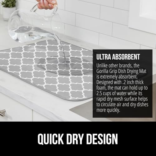Ultra Absorbent Microfiber Dish Drying Mat (18" x 16" / Microfiber / Quatrefoil)