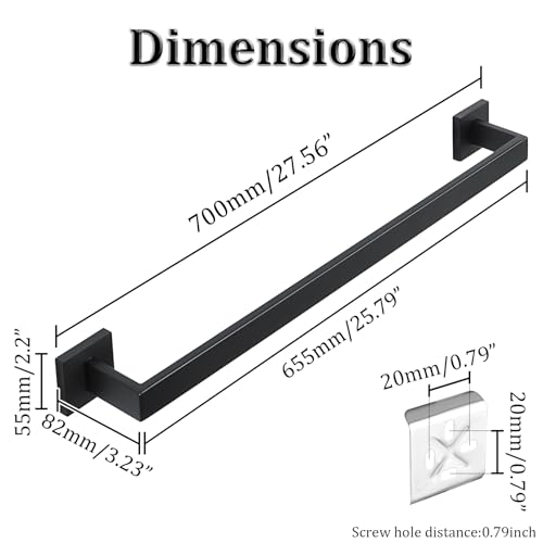 28 Inch Towel Bar for Bathroom Wall Mounted (Single 28 Inch(Assemble) / Matte Black)