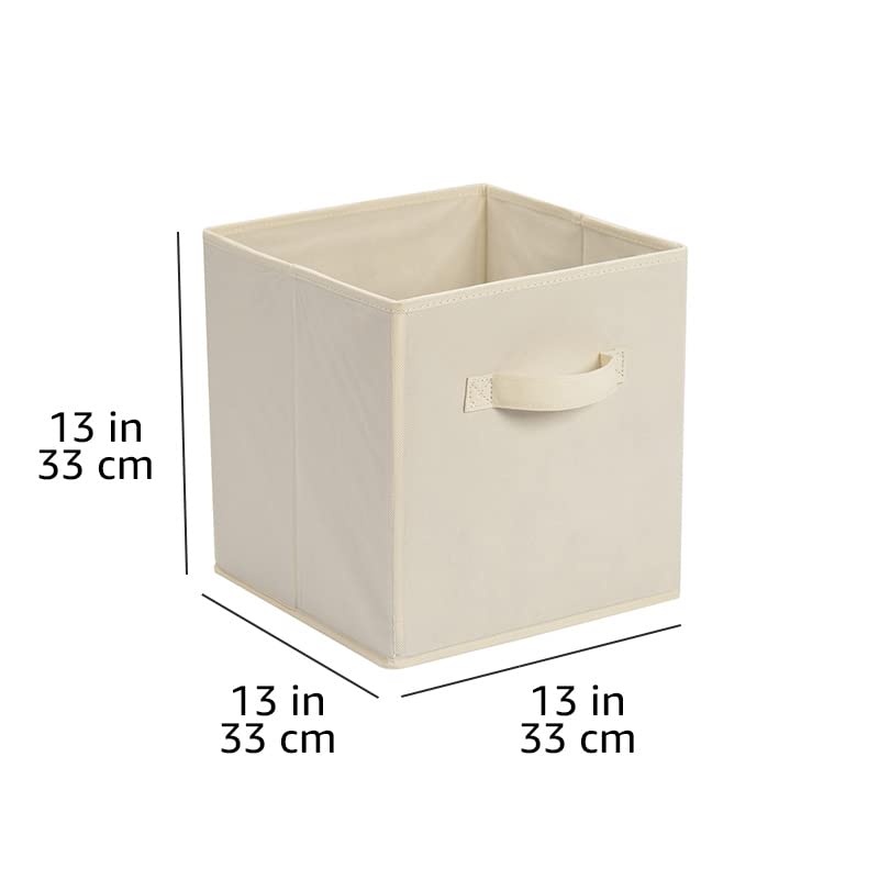Collapsible Fabric Storage Cube Bins Organizer with Handles for Organization and Organizing Solution (Beige / 13"x13"x13")