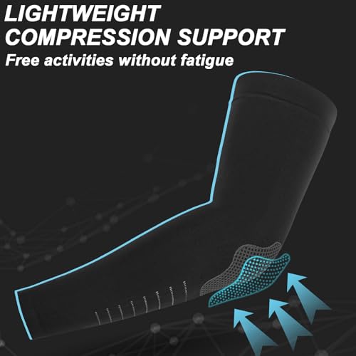 Cooling Arm Sleeves for Men Women (4 Pairs - 2 Black+white+grey (Stripe))