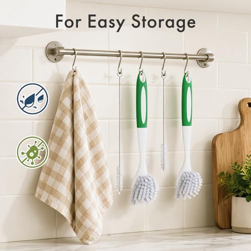 Dish Brush with Handle (Green+green / 4 Pack)