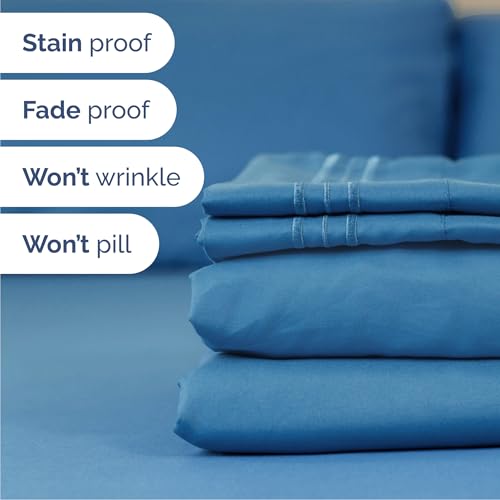 Queen Size 4 Piece Sheet Set (20 - Denim Blue / Queen)