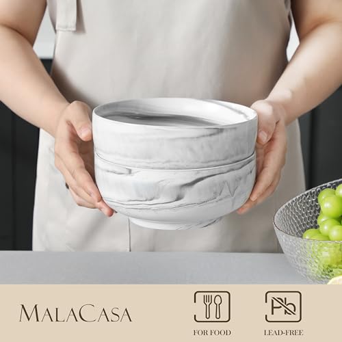 Salad Soup Bowls Set of 2 (Marble Grey / 44 OZ (Set of 2))