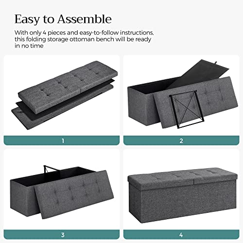 43.3 Inches Storage Ottoman (Dark Gray / 15"D x 43"W x 15"H (with Flipping Lid))
