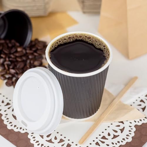 8 oz Ripple Insulated Coffee Cup [500 Count] Black Disposable Paper Hot Cup (8 OZ / Black)
