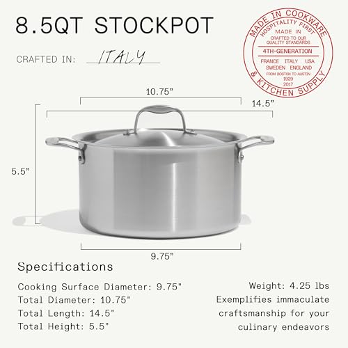 Cookware 8 QT CeramiClad Non Stick Stock Pot with Lid (Stainless Handle)