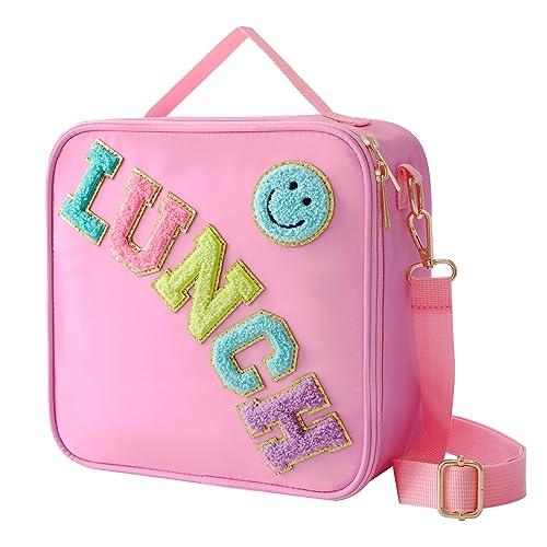Insulated Lunch Bag With Adjustable Shoulder Strap (Pink)