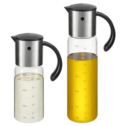 Large Olive Oil Dispenser Set Auto Flip No (clear 10 oz and 18 oz)