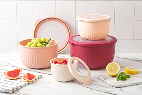 Prep Bowls with Lids (Rose / 8 Piece Set - Deep Bowls)