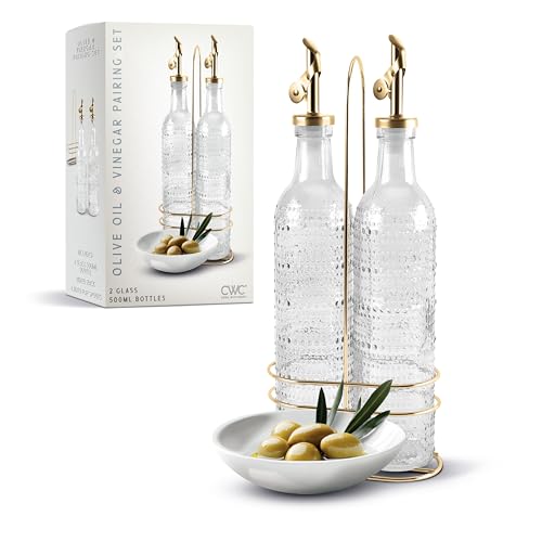Glass Olive Oil Bottle Dispenser (Champagne Bubbles / Clear)