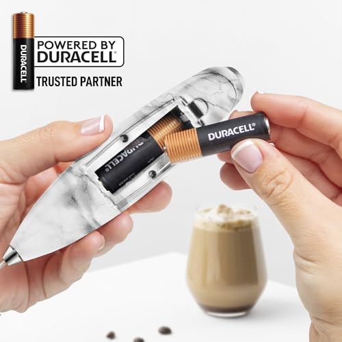 Powerful Milk Frother Wand With Duracell Batteries (Zodiac Quartz / Double Whisk + Batteries)
