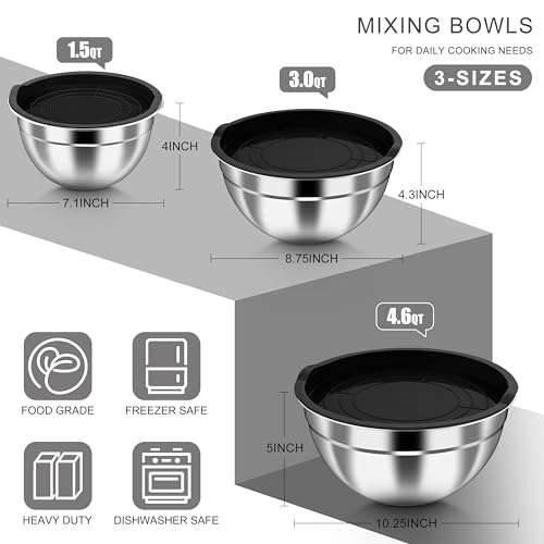 Mixing Bowls with Airtight Lids (Black / Airtight Lids)