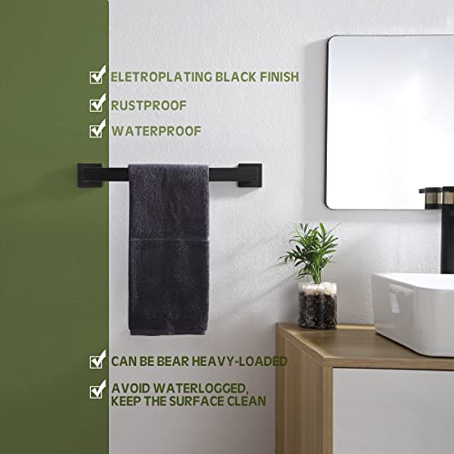 16 Inch Single Towel Bar (Matte Black / 16-Inch (2 Pack))