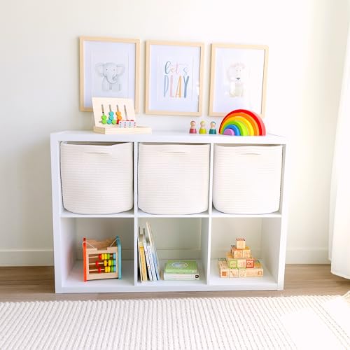 13 Inch Cube Storage Bins Cotton Rope Woven Baskets for Organizing 3 (Off White / 13 x 13 x 13 (Standard))